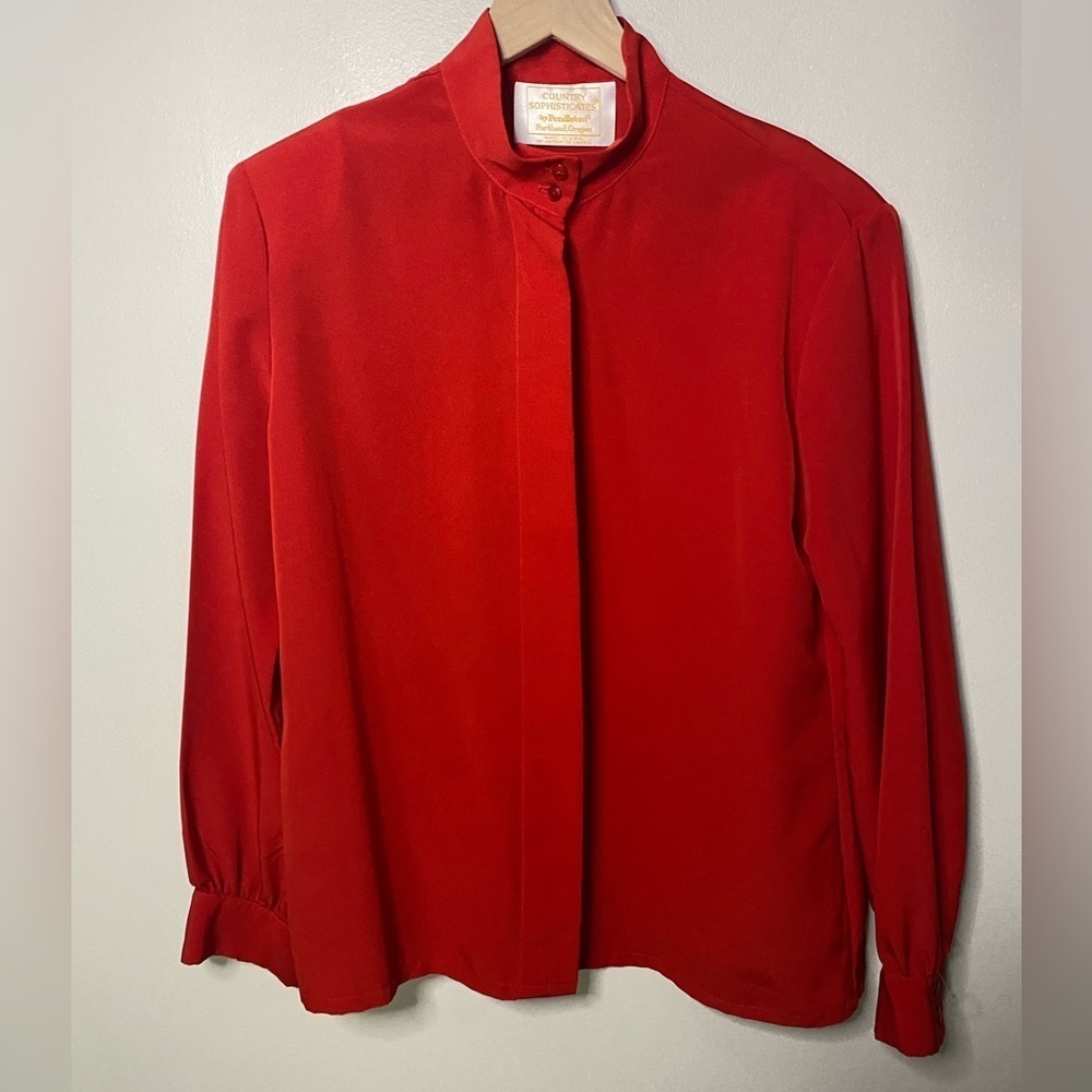 Vintage PENDLETON red blouse women Country Sophisticates size 12 button down